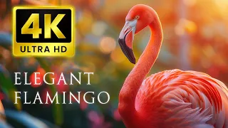 Elegant Flamingos - 4K UHD 60FPS Video - Flamingo Bird Collection With Relaxing Music