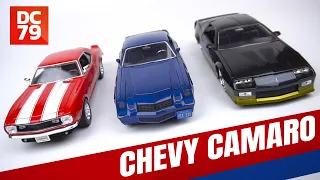 Chevy Camaro 1979 from the Stranger Things, Netflix. Camaro 1963 and 1985. Diecast cars 1/24.