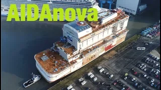 4K | AIDAnova Huge Megablock float in for the world´s first LNG Cruise Ship