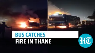 Bus carrying pilgrims catches fire in Thane; narrow escape for passengers