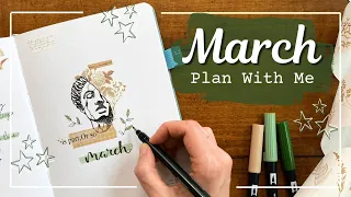 PLAN WITH ME!🏛️🌿March Bullet Journal Set Up | Ancient Rome Theme
