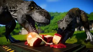 2 T-Rex vs 2 Indominus Rex, 2 Spinosauarus, 2 I-Rex - Jurassic World Evolution Dinosaurs Fighting