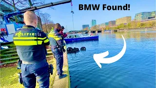 We Found a BMW in the River Magnet Fishing! (Cops show up with a Crane!)