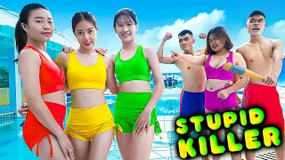 SILLY KUNGFU GUYS AT THE POOL PRANK BATTLE Two Girl Nerf Guns PVQ Nerf War