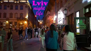 Walking in Lviv Nightlife Easter Sunday (Львів Lwow Lemberg) Rynok sq. Krakivska 2024 | Ukraine