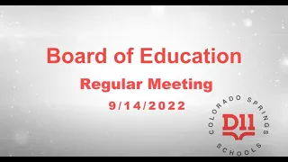 BOE Regular Meeting 9-14-2022