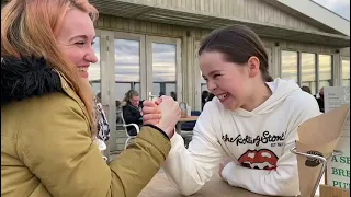 10 year old Girl Eva Beats me at Arm-wrestling. #armwrestling #funny #biceps