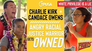 Charlie Kirk And Candace Owens Debunk "White Privilege"  | Angry Leftist Gets OWNED