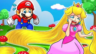 Peach Suddenly Becomes Princess Rapunzel - Mario & Peach Love Story - Super Mario Bros Animation