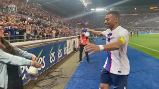 Mbappe gifts a fan a jersey after he almost broke her nose🥹. #messi #ronaldo #mbappe #football