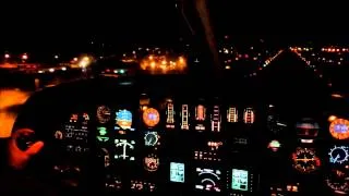 Cockpit view: Landing at night in a Citation Jet