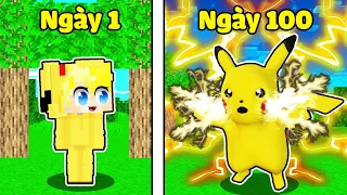 TÔ GÀ 100 NGÀY HÓA THÀNH PIKACHU TRONG MINECRAFT*TÔ GÀ SỐNG CHUNG VỚI GIA ĐÌNH PIKACHU TẬP 2