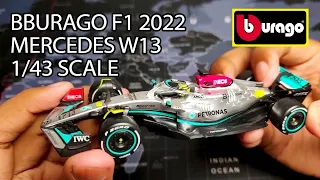 Bburago F1 1/43 2022 Mercedes W13 Scale Diecast Model Unboxing and Review