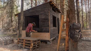 ASMR Cabin building, woodworking no talking, off grid house