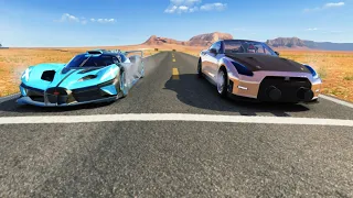 AMS Nissan GT-R ALPHA QUEEN vs Bugatti Bolide at Monument Valley