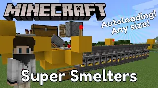 Minecraft Upgraded Super Smelter Tutorial - Autoloading and Any Size! | Redstone Tutorial