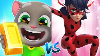 Talking Tom Gold Run VS Miraculous Ladybug and Cat Noir Соревнование