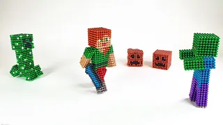 Minecraft Alex VS Monster magnet VS Creeper&Zombie (Stop Motion)