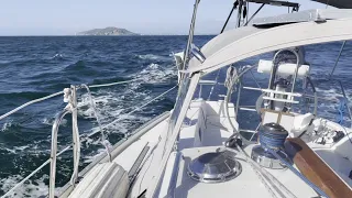 Singlehanded Sailing off Point Loma in 20 knots winds on a Catalina 34