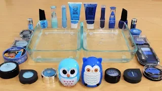 Mixing Makeup Eyeshadow Into Slime! Light Blue vs Dark Blue Special Series 50 Satisfying Slime Video