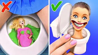 Transformação da Boneca Barbie🤡 Fogo vs Água🔥💦 *Mini Casa da Barbie e Boneca Quente ss Boneca Fria*