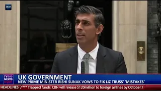 UK government: New prime minister Rishi  Sunak vows to fix Liz Truss' ‘mistakes’