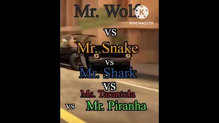 Mr. Wolf Vs Mr. Snake Vs Mr. Shark Vs Ms. Tarantula Vs Mr. Piranha #thebadguys #Whoisthestrongest