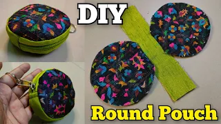 DIY Gift idea!  Round Coin Pouch Making / Coin purse/ Mini Zipper pouch | Bag cutting and stitching