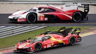 Ferrari 499P LMh and Porsche 963 LMDh testing at Spa- Francorchamps 2023 | Downshifts - Pure Sound