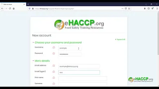 How to Register a New User on eHACCP.org, online HACCP Training