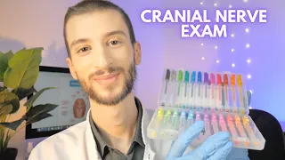 ASMR Cranial Nerve Exam - Eye, Ear Cleaning, Ear Massage, Color Tests, Smell Test