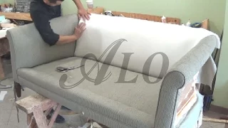 DIY - HOW TO REUPHOLSTER A COUCH WITH ROLL ARMS - ALO Upholstery