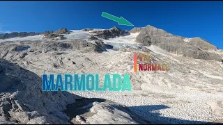 Salita a Punta Penia 3343m, vetta della Marmolada. via normale