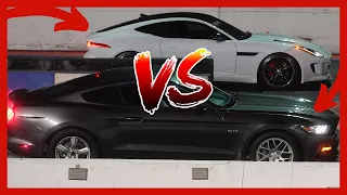 Jaguar F Type R vs Supercharged Mustang GT 5.0 | Drag Race 1/4 Mile