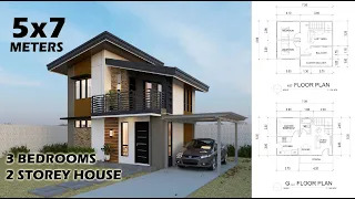 5x7 Meters  -  2 Storey House Design