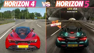 Forza Horizon 5 - 4 McLaren 720S Coupe Sound Comparison with Tunnel Sound (FH 5 VS FH 4)