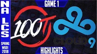 100 vs C9 Highlights | NA LCS Week 6 Spring 2018 W6D1 | 100 Thieves vs Cloud 9 Highlights