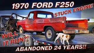 Abandoned for 24 Years! 1970 Ford F250 with a STUCK Engine! Will it Run?!?