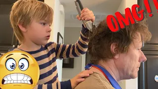 😬 WORST HAIRCUT EVER! QUARANTINE HAIRCUT CHALLENGE 💇‍♂️ KIDS CUT DAD’S HAIR