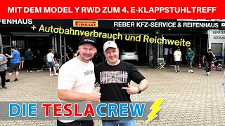 ⚡️ Tesla Model Y RWD | ECHTER Autobahnverbrauch zum 4. E-Klappstuhltreff von EFIEBER