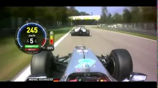 F1 2012 Michael Schumacher overtakes Kamui Kobayashi Italian GP