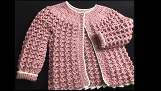 Chaquetita o chambrita tejida a crochet o ganchillo paso a paso, 0-10 años, Crochet for Baby
