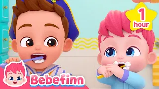 [1Hour] Brush Teeth with Bebefinn | Healthy Habit Songs | +more Nursery Rhymes