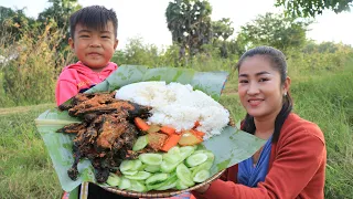 Enjoy with beautiful scenery and cooking - Mother and son cooking - Amazing cooking video