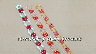How to make strawberry chain bracelet || yarnuelle