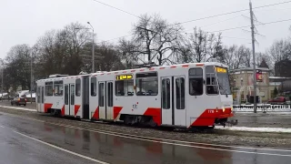 Tallinn, Estonia Tram Street Stop, winter/ slush view