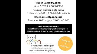 BDNA Virtual Public Board Meeting, April 1, 2021