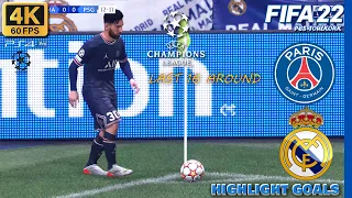 4K FIFA 22 - Messi PSG Vs. Real Madrid - Champions League 21/22 Round Of 16 - Full Match - Gameplay