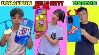 CUỘC THI VẼ ỐP ĐIỆN THOẠI DORAEMON HELLO KITTY UNICON BẰNG BÚT VẼ 3D THẮNG TÊ TÊ HẰNG NGA