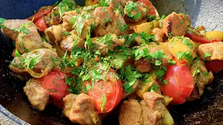 Шашлык отдыхает! ОДЖАХУРИ - КАРТОШКА С МЯСОМ и овощами по-грузински в казане на костре.